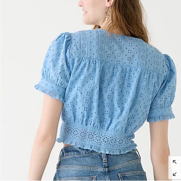J. Crew Blue Eyelet Blouse - Picture 2 of 8